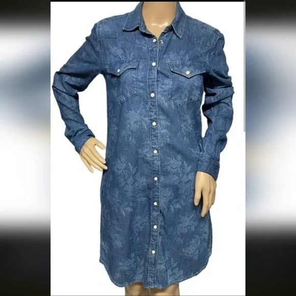 GAP 1969 Chambrey Jean‎ midi dress women's large - Picture 8 of 8